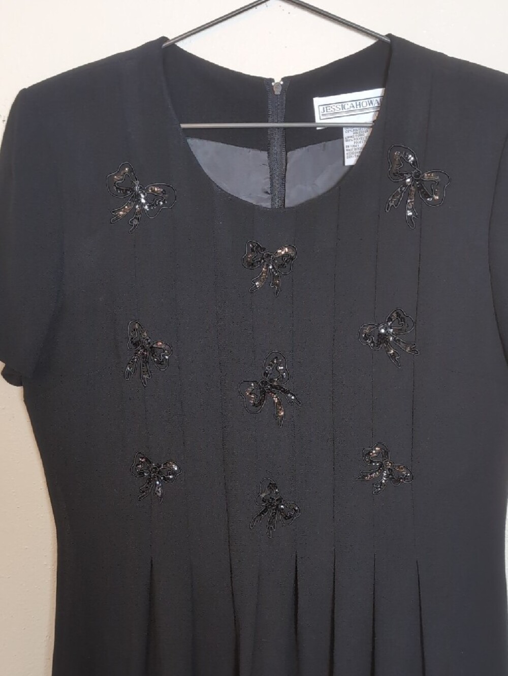 Jessica Howard Black Beaded Short-Sleeve Maxi Dress 10